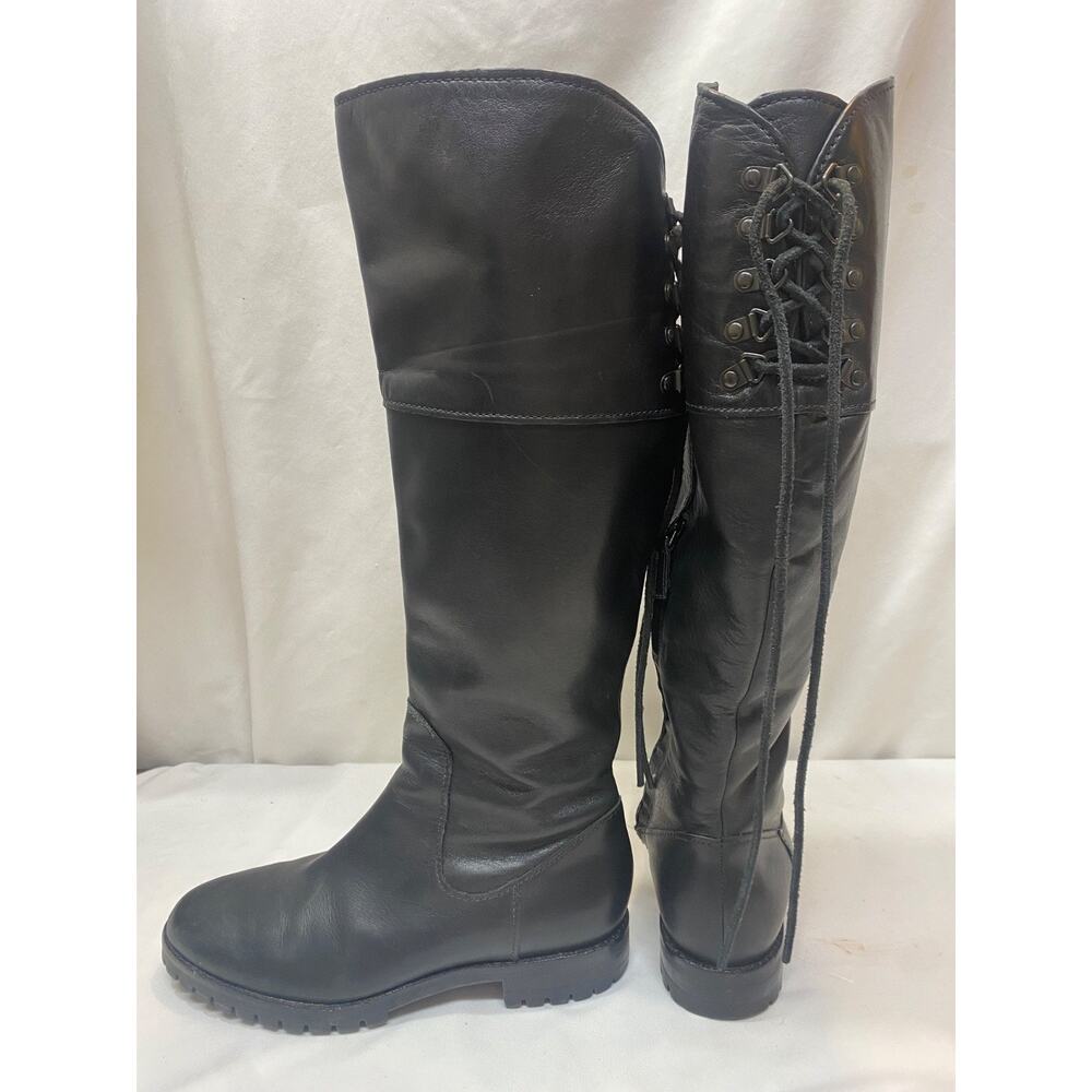 Cole Haan Women's Knee High Black Leather Riding Boots 7B - Picture 6 of 13